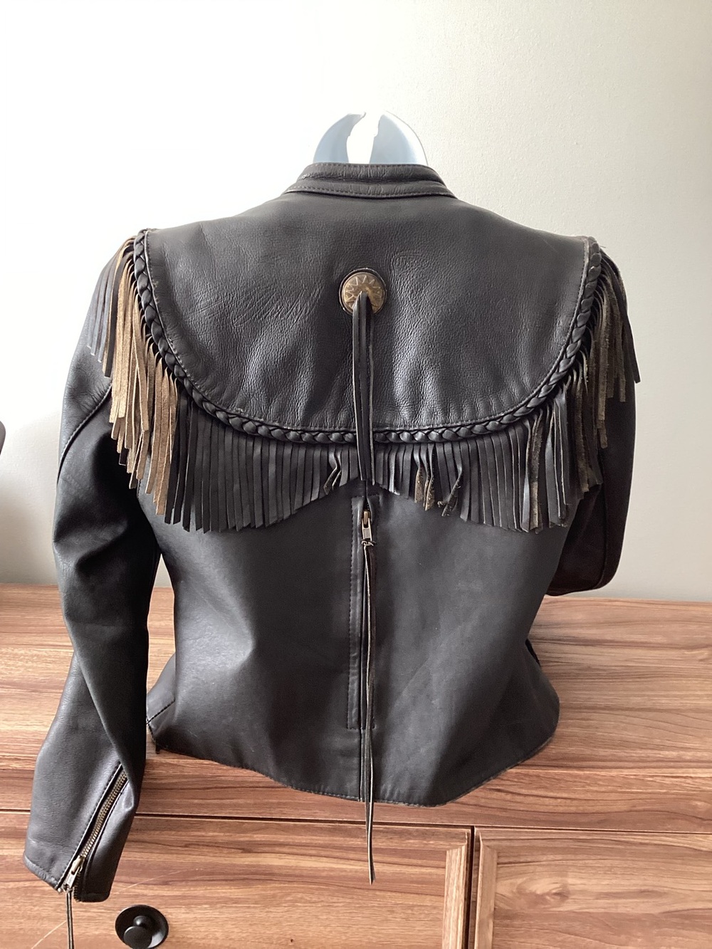 Y2K Harley-Davidson Willie G Leather Angel Wings Fringe Motorcycle Jacket 36 | S - Picture 2 of 8